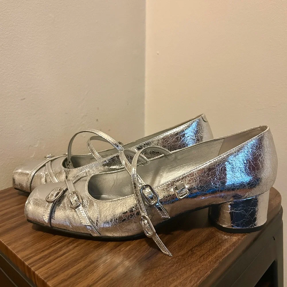 Silver Mary Jane Heels - Picture 2 of 4